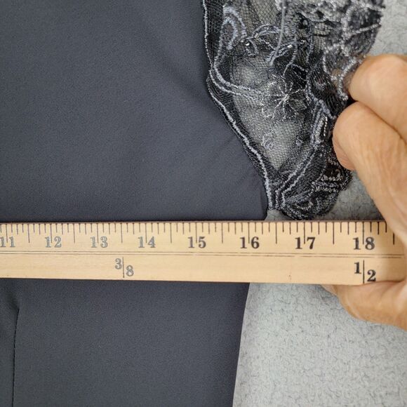 VTG Jeffrey Dara Tom Barra 8 Rhinestone Lace Sleeve Black Dress 90s Flared Y2K - Picture 9 of 16